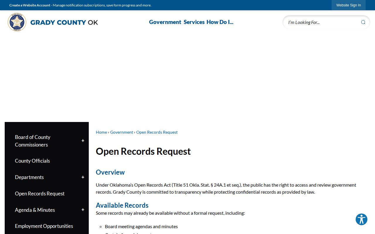 Grady County open records route for same-day release documentation
